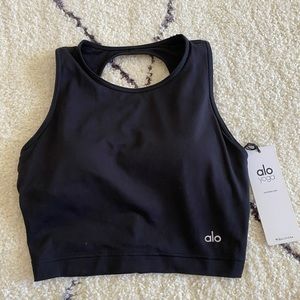 Alo Yoga Swerve Sports Bra Cropped Tank -Blk Small